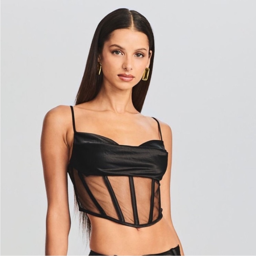 Retrofete Black Mesh Corset Top